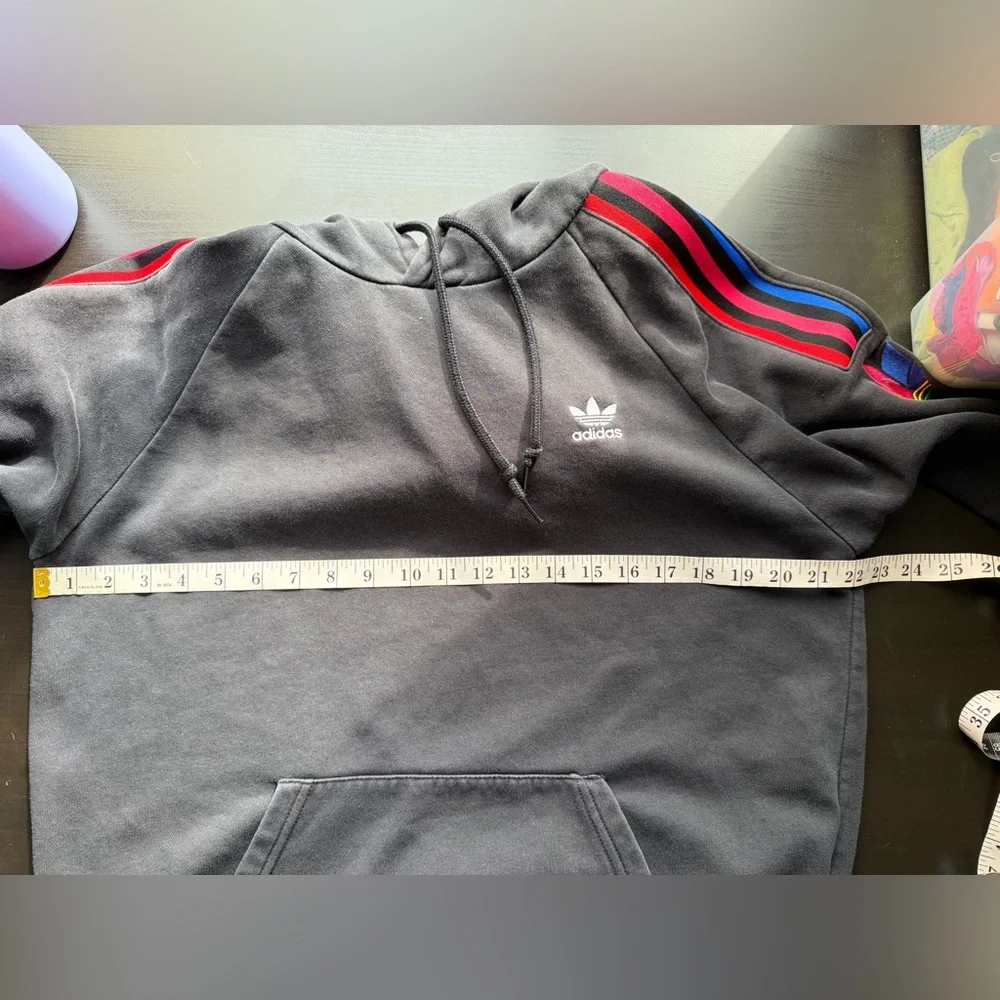 Adidas Fleece Lined Black Hoodie Sweatshirt size Large EUC - Picture 13 of 13